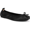 Women's Caroline Square Toe Leather Ballet Flat, Black - Flats - 6