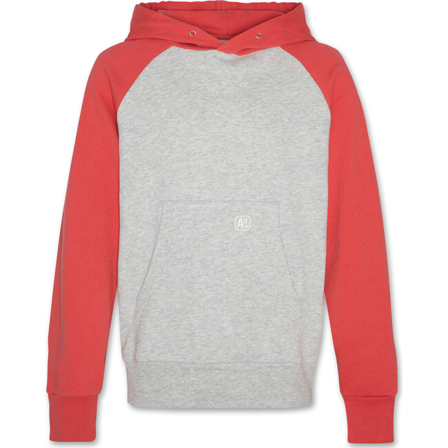Clyde Oversized Contrast Raglan Sleeve Hoodie, Heather Grey - Sweatshirts - 1