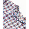 Gine Woven Check Ruffle Collar Wide Sleeve Shirt, Red - Blouses - 2
