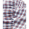 Gine Woven Check Ruffle Collar Wide Sleeve Shirt, Red - Blouses - 5