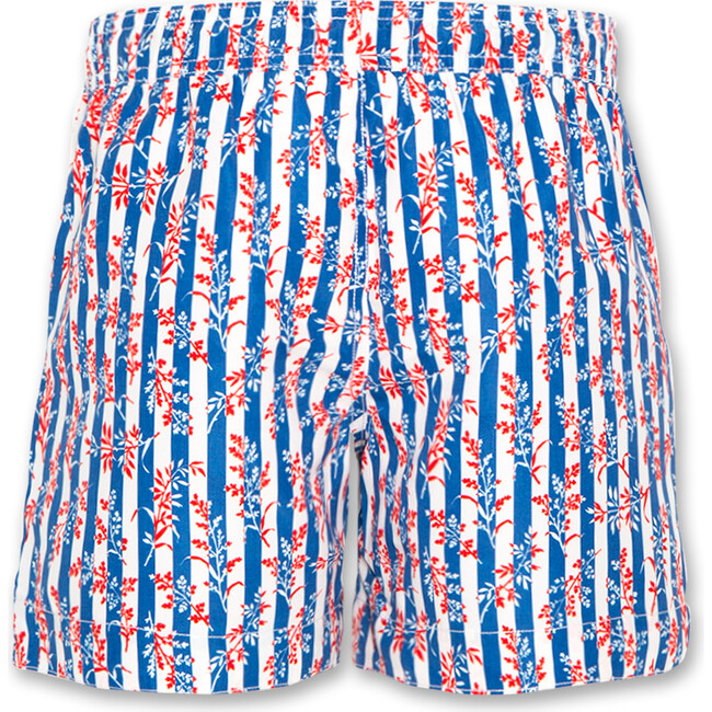 Garden Print Striped Swimshorts, Navy And White - Swim Trunks - 5