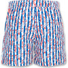 Garden Print Striped Swimshorts, Navy And White - Swim Trunks - 5