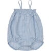 Tiburon Ruffled Smock Neck Strappy Romper, Subdued Blue - Rompers - 1 - thumbnail