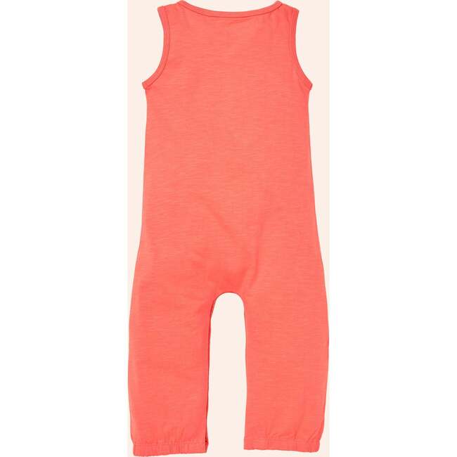 Everglades Round Neck Sleeveless Long Romper, Peach Pink - Rompers - 3