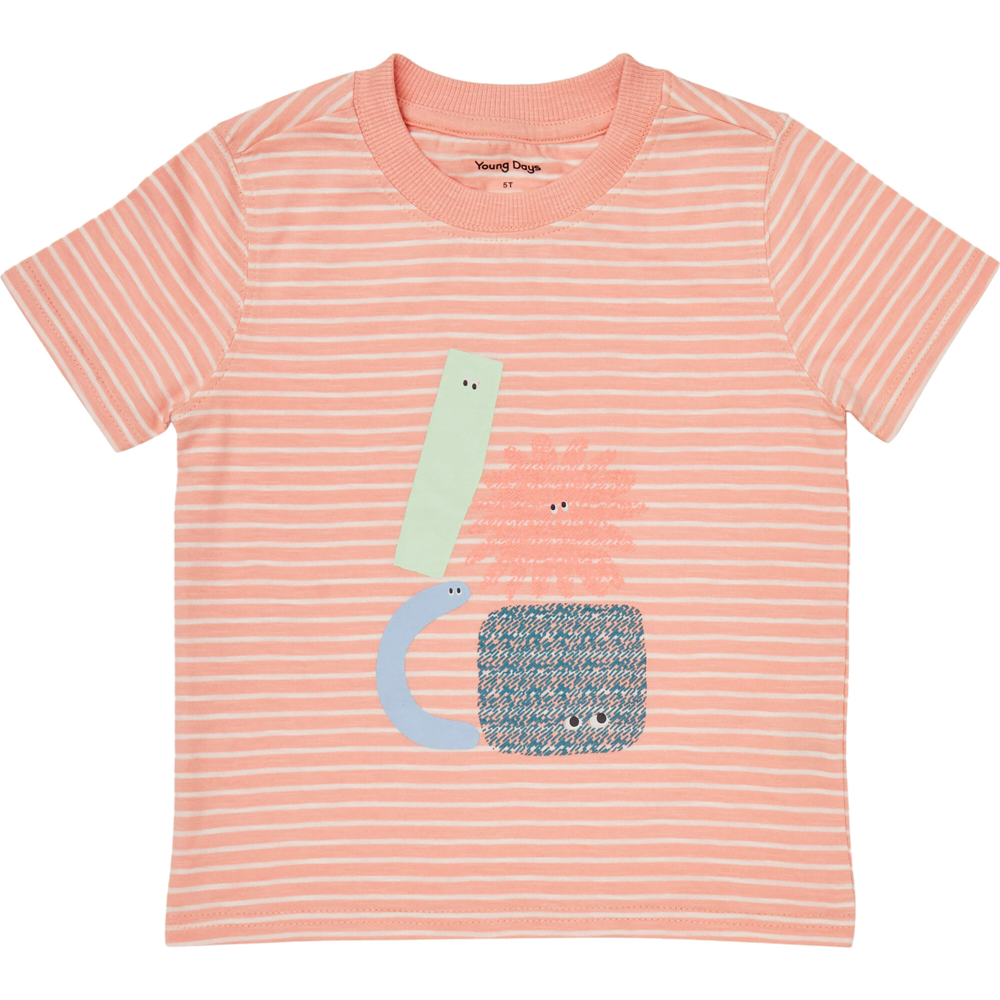 Azores Crew Neck Short Sleeve Print Striped Tee, Catrina - T-Shirts - 1