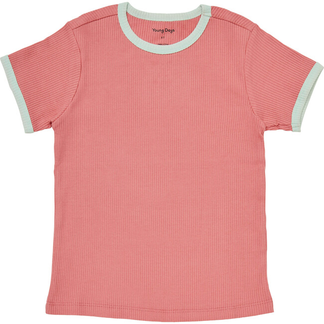 Anaheim Contrast Piped Ribbed Tee, Mauveglow