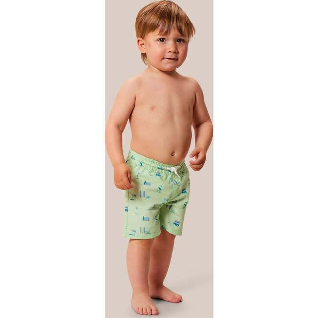 Baby Ozark Elastic Waist Drawstring Print Swim Shorts, Riley - Swim Trunks - 3