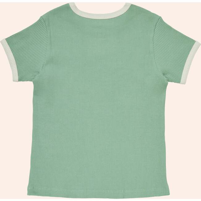 Anaheim Contrast Piped Ribbed Tee, Frosty Green - T-Shirts - 3