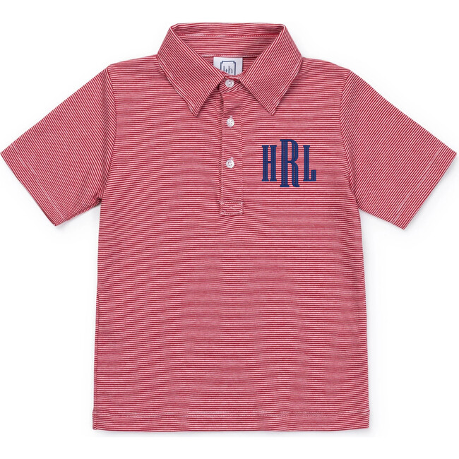 Griffin Boys Pima Cotton Polo Golf Shirt, Red Stripes - Shirts - 4