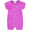 Baby Ultra Soft French Terry Burnout Raglan S/S Short Romper, Magenta - Rompers - 1 - thumbnail