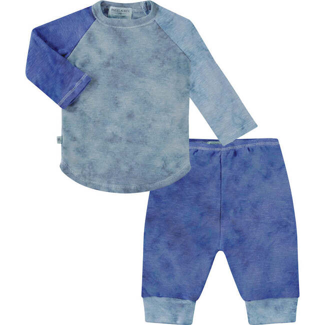 Toddler & Kid Organic Over Dye L/S Raglan and Legging Set, Navy Marble
