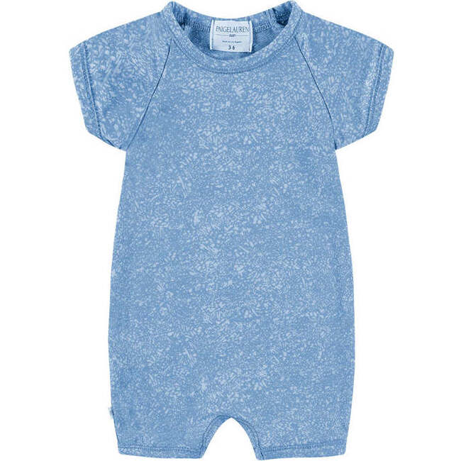 Baby Ultra Soft French Terry Burnout Raglan S/S Short Romper, Bright Blue