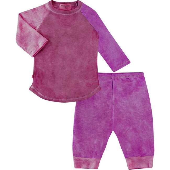 Baby Organic Over Dye L/S Raglan and Legging Set, Red Marble