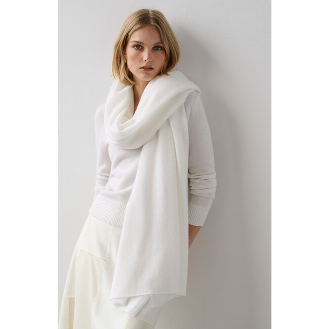 Cashmere Travel Wrap, Soft White - Scarves - 2