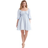 Women's Lala Cinched Mini Dress, Blue Floral - Dresses - 1 - thumbnail