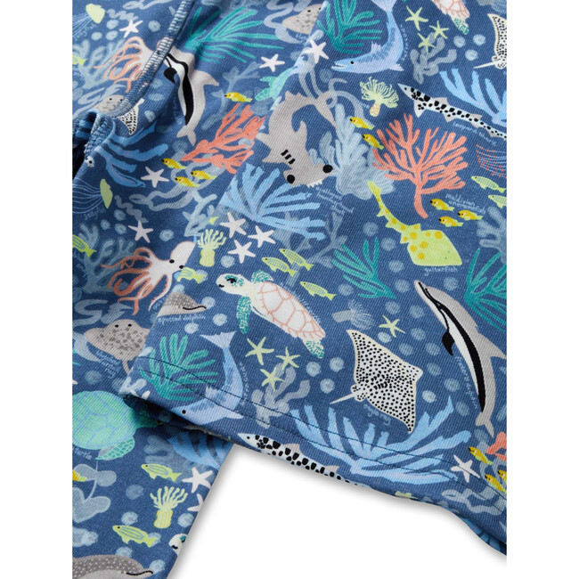Short Sleeve Ribbed Trim Pajamas, Ocean Life - Pajamas - 2