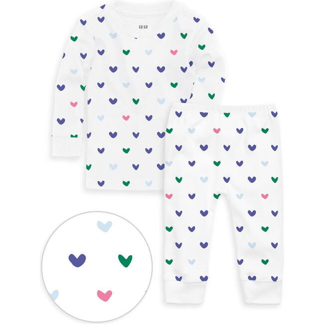 The Organic Long Sleeve Pajama Set, Jelly Bean Hearts