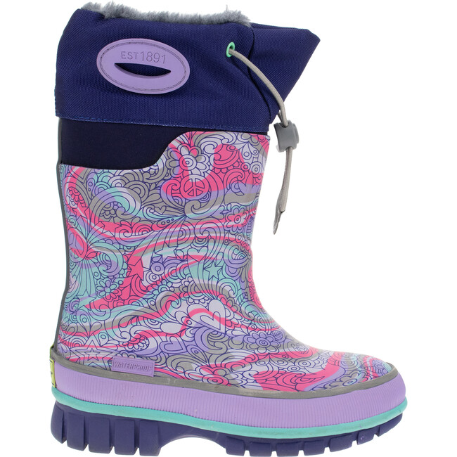 Sketch Swirl Insulated Winterprene Rain Boot, Purple - Boots - 1