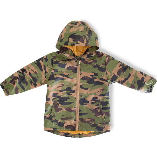 Brush Camo Raincoat, Green - Raincoats - 1