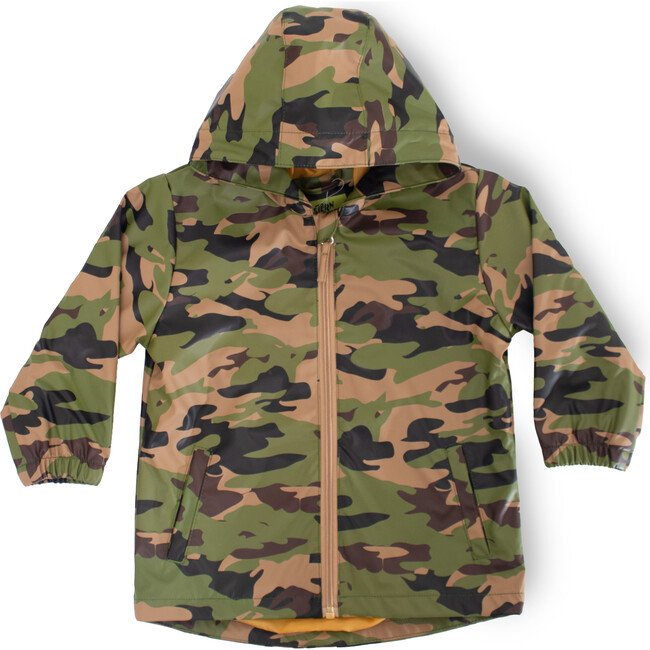 Brush Camo Raincoat, Green - Raincoats - 2
