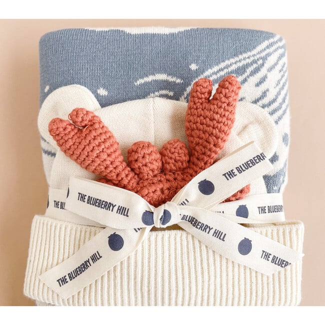 Cotton Nautical Blanket Teether Hat Baby Gift Set, Crab - Mixed Gift Sets - 2