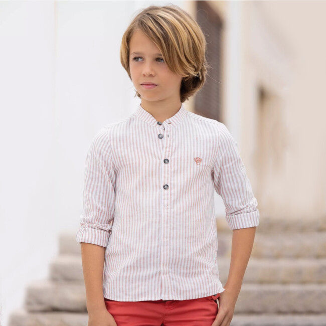 Terracotta Cotton Dress Shirt - Shirts - 2