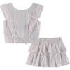 Striped Lurex Top & Skirt Set, White - Mixed Apparel Set - 1 - thumbnail