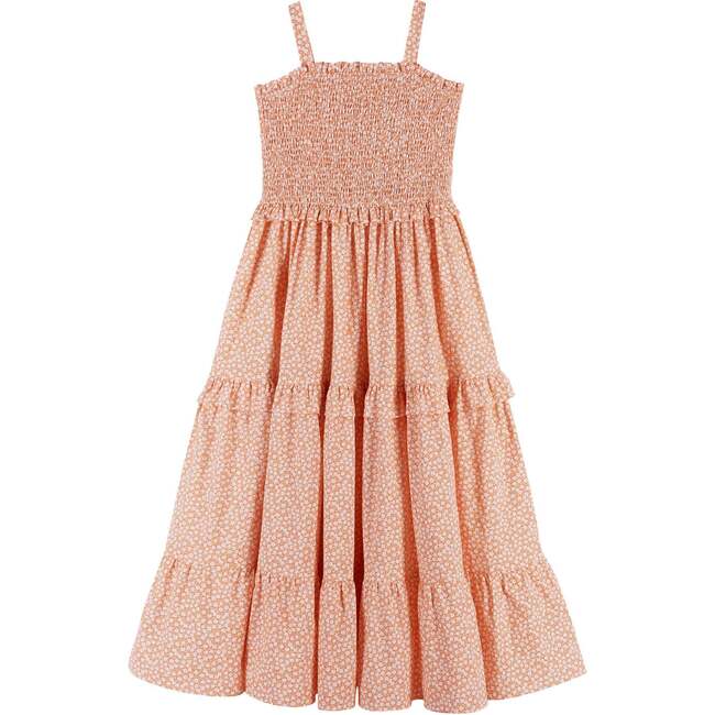 Smocked Ruffle Maxi Dress, Orange - Dresses - 1