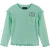 Smiley Long Sleeve Tee, Blue - T-Shirts - 1 - thumbnail