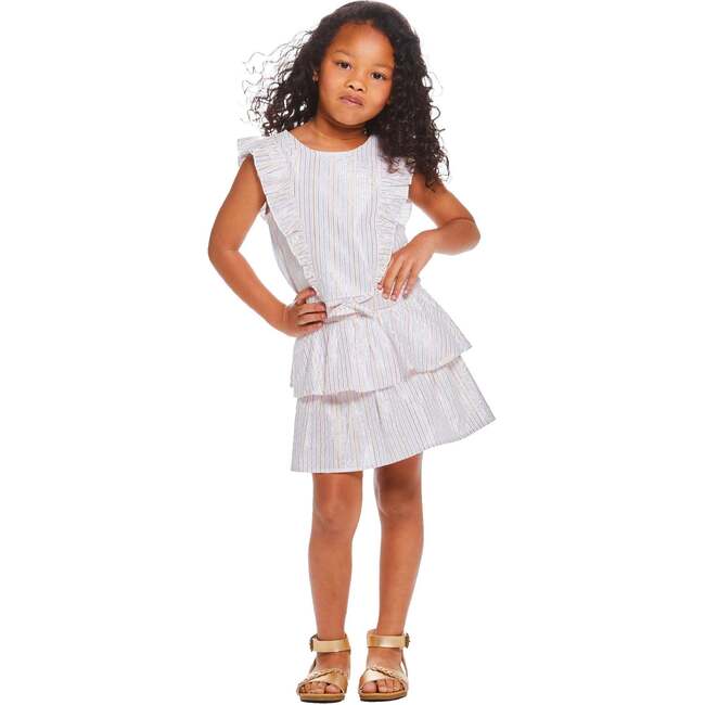 Striped Lurex Top & Skirt Set, White - Mixed Apparel Set - 3