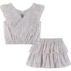 Striped Lurex Top & Skirt Set, White - Mixed Apparel Set - 4