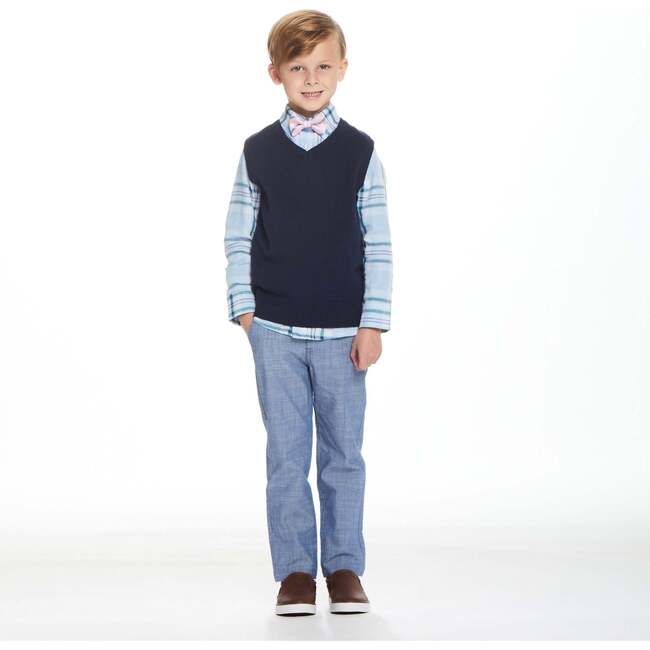 Plaid Vest & Pant Set, Navy - Mixed Apparel Set - 2