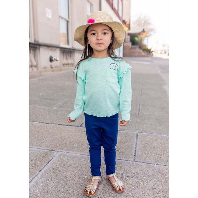 Smiley Long Sleeve Tee, Blue - T-Shirts - 6