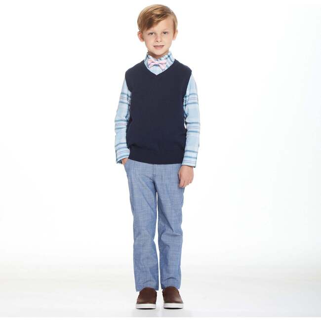 Plaid Vest & Pant Set, Navy - Mixed Apparel Set - 4