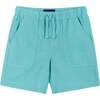 Palm Leaves Print Button-Up & Short Set, Blue - Mixed Apparel Set - 3