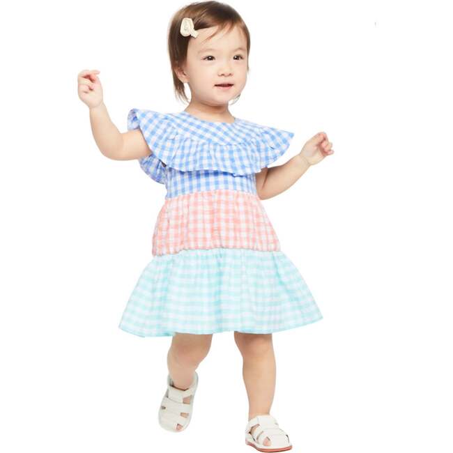 Gingham Dress, White - Dresses - 2