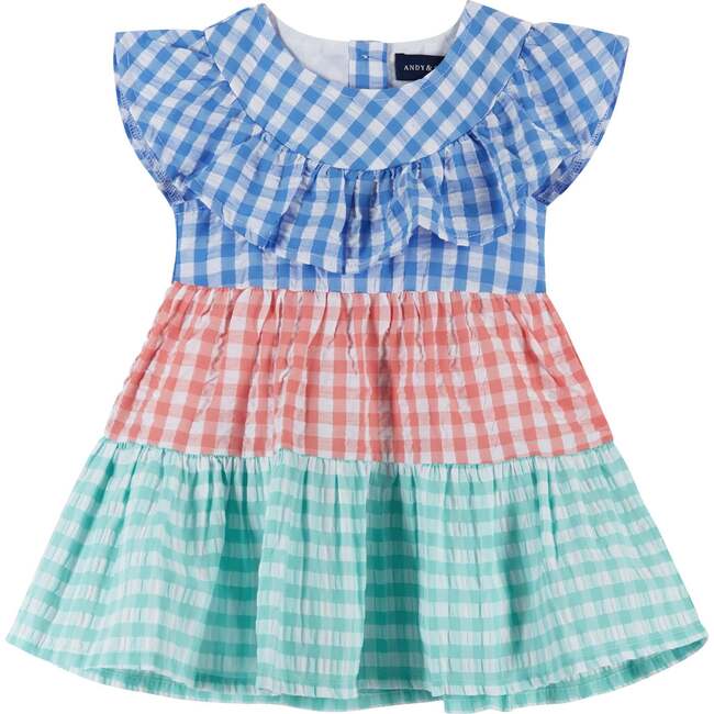 Gingham Dress, White - Dresses - 4