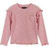 Floral Long Sleeve Tee, Pink - T-Shirts - 1 - thumbnail