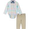 Easter Plaid Shirt & Khaki Pants Set, White - Mixed Apparel Set - 1 - thumbnail