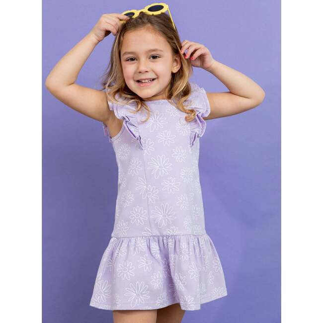 Flower Ruffle Dress, Purple - Dresses - 2