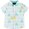 Easter Animals Print Button Up & Shorts Set, Blue - Mixed Apparel Set - 2