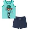 Cool Giraffe Tank & Short Set, Aqua - Mixed Apparel Set - 1 - thumbnail