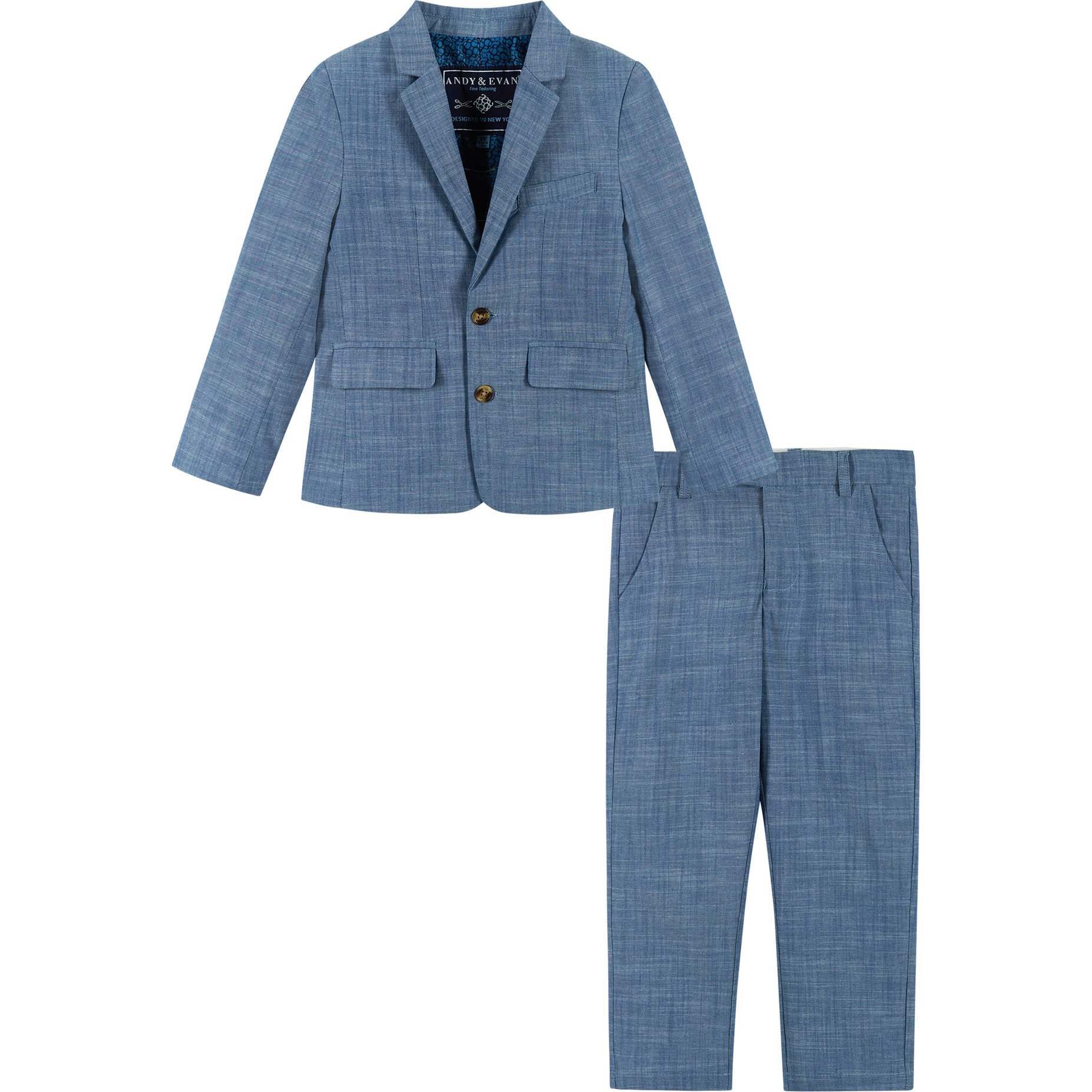 Chambray Suit, Blue - Suits & Separates - 1
