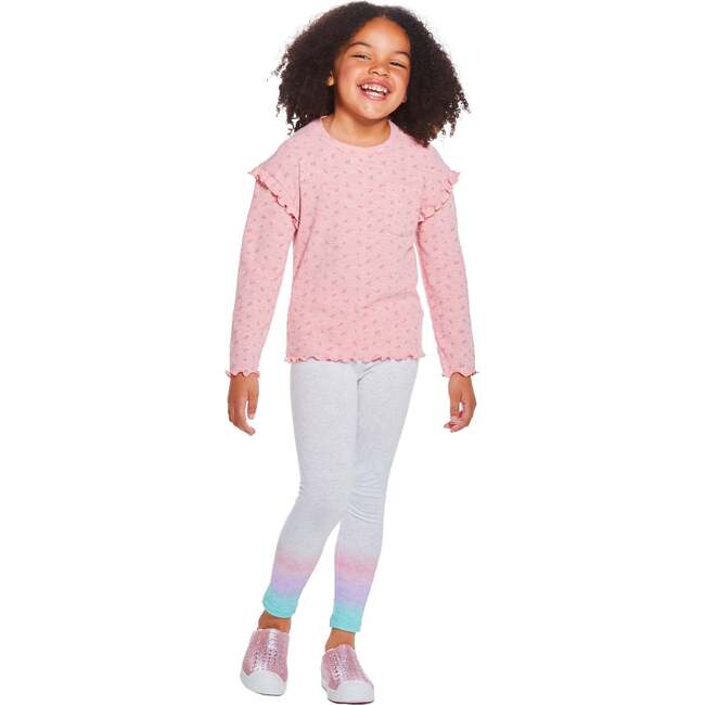 Floral Long Sleeve Tee, Pink - T-Shirts - 4