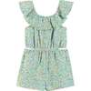 Floral Ruffle Bib Romper, White - Rompers - 4