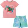 Beach Dino Print Tee & Short Set, Red - Mixed Apparel Set - 1 - thumbnail