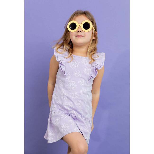 Flower Ruffle Dress, Purple - Dresses - 4