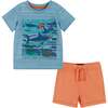 Baby Boy Shark Print Tee & Short Set, Multi - Mixed Apparel Set - 1 - thumbnail