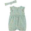 Flutter Sleeve Floral Baby Bubble, White - Rompers - 5