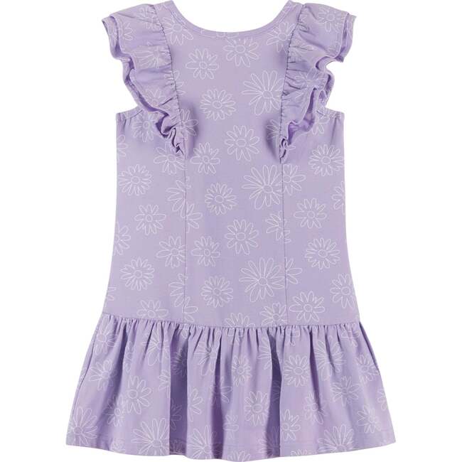 Flower Ruffle Dress, Purple - Dresses - 5
